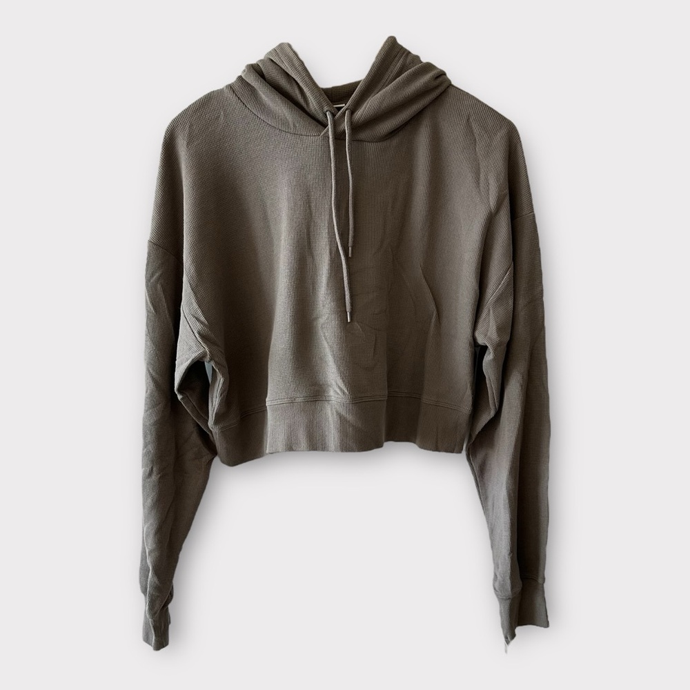 Sunday Best / Aritzia • Taupe Brown Baby Waffle Relaxed Cropped Hoodie